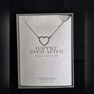 Heart-shaped Pendant Diamond And Sterling Silver 18-in Adjustable Chain
